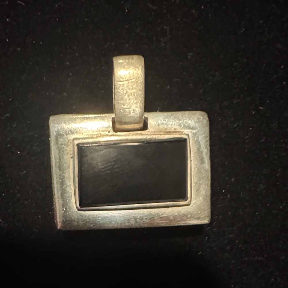 925 Silver Pendant with Black Stone and other side has “k” engraved on it